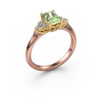 Engagement ring Felipa RAD 585 rose gold green lab grown diamond 7x5 mm