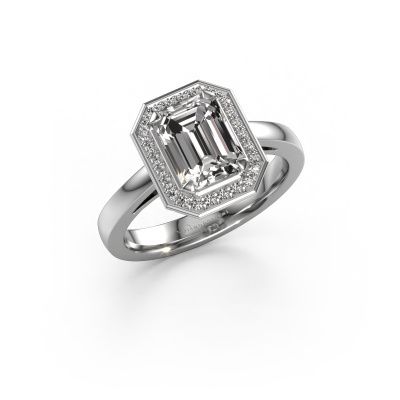 Engagement ring Dodie 1 eme 950 platinum zirconia 8x6 mm