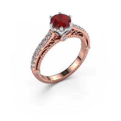 Verlobungsring Venita 585 Roségold Rubin 6.5 mm