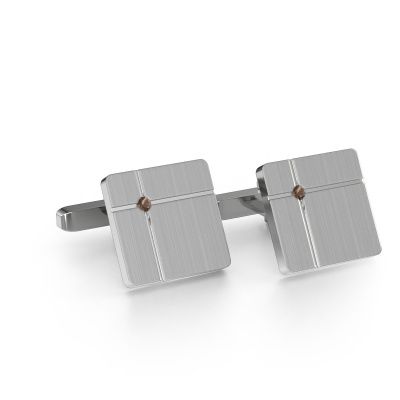 Cufflinks Hilco 585 white gold smokey quartz 2 mm