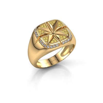 Heren ring Ravi 585 goud gele saffier 1 mm