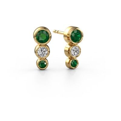 Stud earrings Linda 585 gold emerald 3 mm