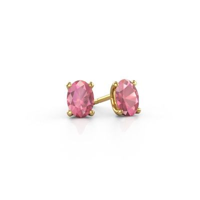 Stud earrings Sam OVL 585 gold tourmaline pink 7x5 mm