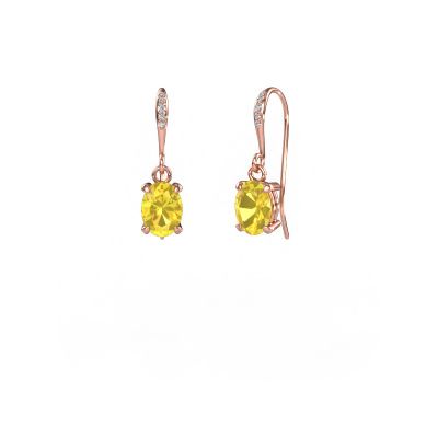 Drop earrings Laurie OVL 2 585 rose gold yellow sapphire 7x5 mm