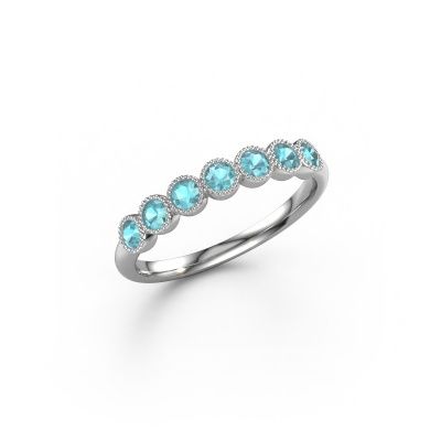 Ring Mariam half 950 platinum blue topaz 2.4 mm