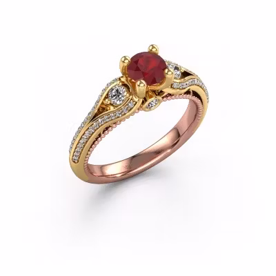 Engagement ring Nikita 585 rose gold ruby 5 mm
