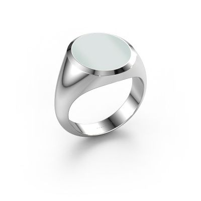 Signet ring Herman 5 585 white gold green sardonyx 15x13 mm