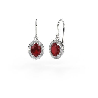 Drop earrings Latesha 585 white gold ruby 7x5 mm