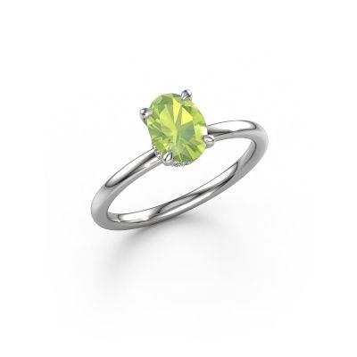 Engagement ring Crystal OVL 3 950 platinum peridot 7,5x5,5 mm