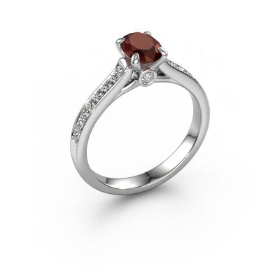 Engagement ring Valorie ovl 2 585 white gold garnet 7x5 mm