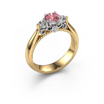 Engagement ring Tiffani 585 gold pink lab grown diamond 5 mm