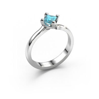 Engagement ring Dewi Square 950 platinum blue topaz 4 mm