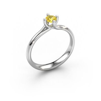 Engagement ring Dewi Round 950 platinum yellow sapphire 4 mm