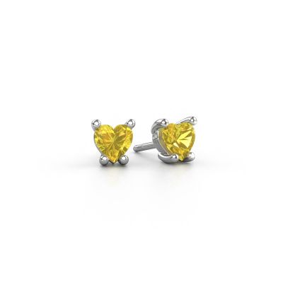 Boucles d'oreilles Sam Heart 950 platine saphir jaune 5 mm