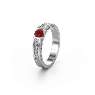 Wedding ring WH2098L 950 platinum ruby ±4x3 mm