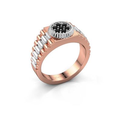 Heren ring Nout 585 rosé goud zwarte diamant 0.252 crt