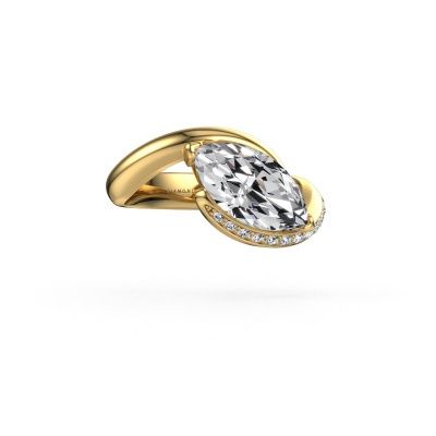 Engagement ring Aida MRQ side 585 gold lab grown diamond 2.159 crt