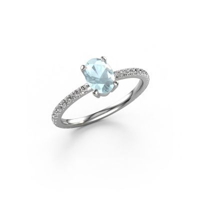 Engagement ring Lynelle 2 950 platinum aquamarine 7x5 mm