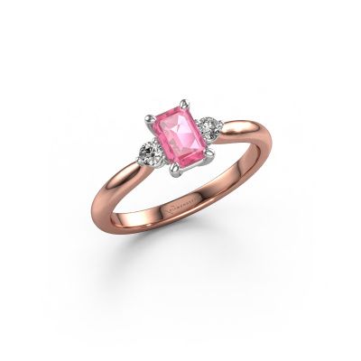 Bague de fiançailles Lieselot EME 585 or rose saphir rose 6x4 mm