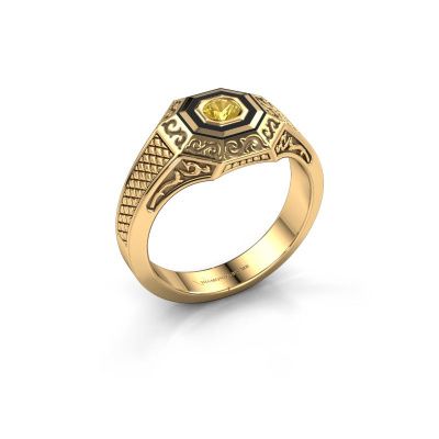 Heren ring Dion 585 goud gele saffier 4 mm
