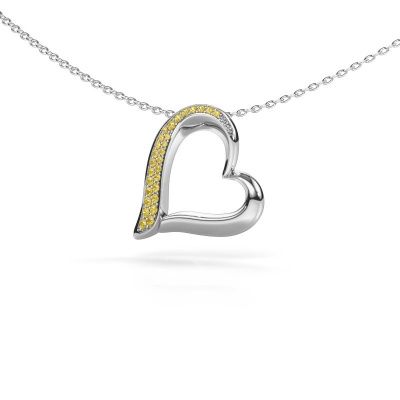 Necklace Heart 1 585 white gold yellow sapphire 1.2 mm