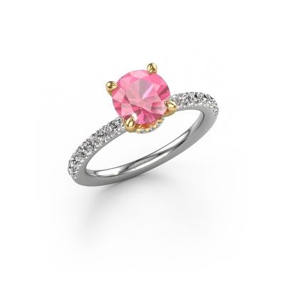 Verlobungsring Crystal rnd 4 585 Weißgold Pink Saphir 7 mm