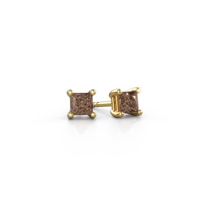 Clous d'oreilles Sam square 585 or jaune diamant brun 0.40 crt