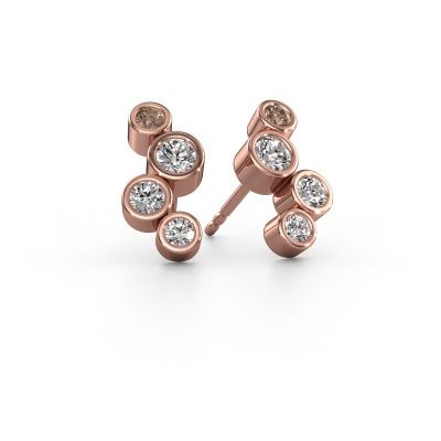 Clous d'oreilles Marlys 2 585 or rose diamant brun 0.800 crt