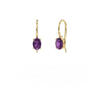 Pendants d'oreilles Cleo OVL 585 or jaune améthyste 7x5 mm