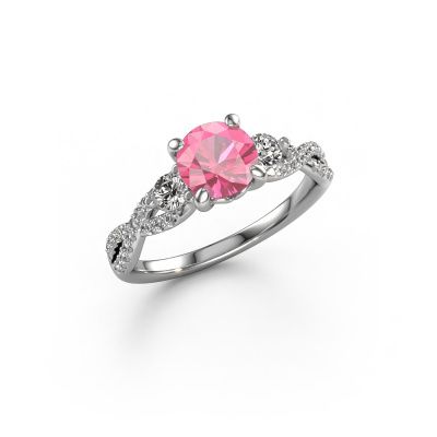 Bague de fiançailles Marilou RND 950 platine saphir rose 6.5 mm