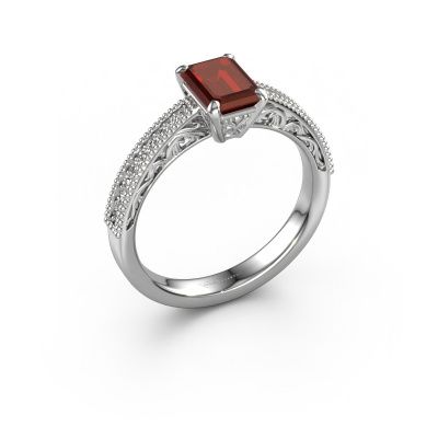 Engagement ring Shonta EME 585 white gold garnet 7x5 mm