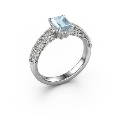 Engagement ring Shonta EME 950 platinum aquamarine 7x5 mm