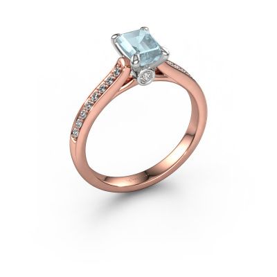 Engagement ring Valorie eme 2 585 rose gold aquamarine 6.5x4.5 mm
