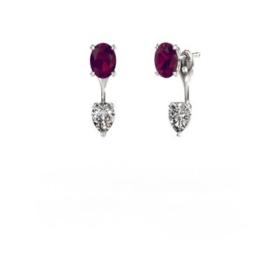 Pendants d'oreilles Kate OVL-PER 950 platine rhodolite 7x5 mm