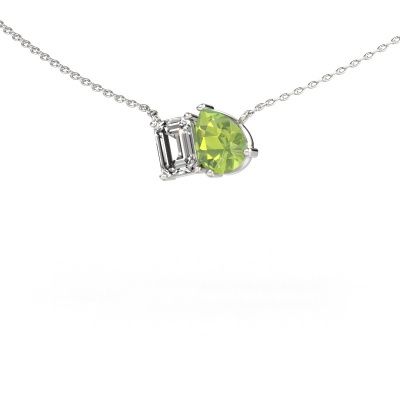 Pendant Toi et Moi PER EME 585 white gold peridot 8x6 mm