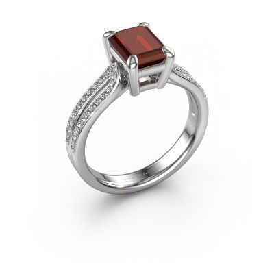Engagement ring Antonia eme 2 585 white gold garnet 8x6 mm