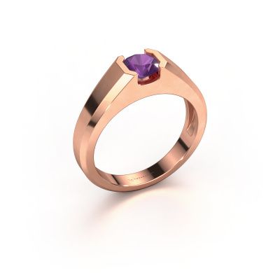 Heren ring Indigo 585 rosé goud amethist 6 mm