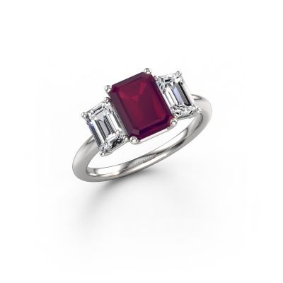 Verlovingsring Sandra 950 platina rhodoliet 8x6 mm