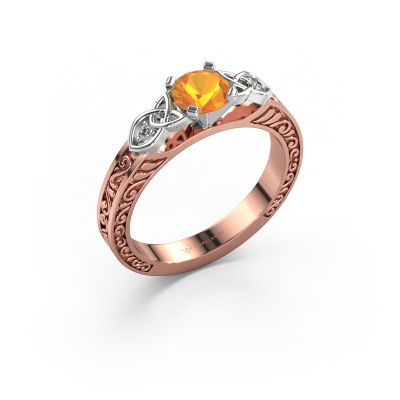 Bague de fiançailles Gillian 585 or rose citrine 5 mm