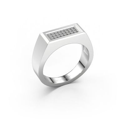 Men's ring Dree 6 585 white gold zirconia 1.1 mm