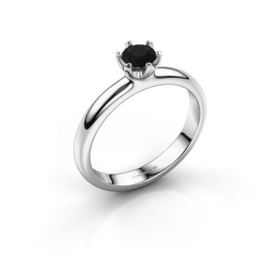 Verlovingsring Lorretta 585 witgoud zwarte diamant 0.48 crt