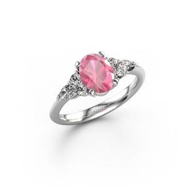 Engagement ring Melani OVL 950 platinum pink sapphire 8x6 mm