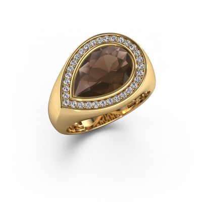 Ring Latashia 585 gold smokey quartz 12x8 mm