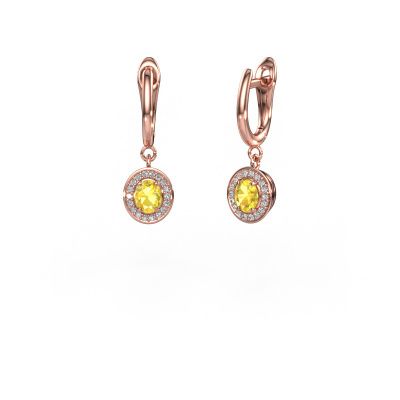 Drop earrings Nakita 585 rose gold yellow sapphire 5x4 mm