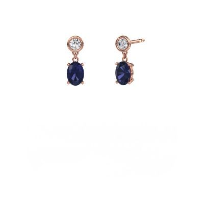 Pendants d'oreilles Lacey OVL 585 or rose saphir 7x5 mm