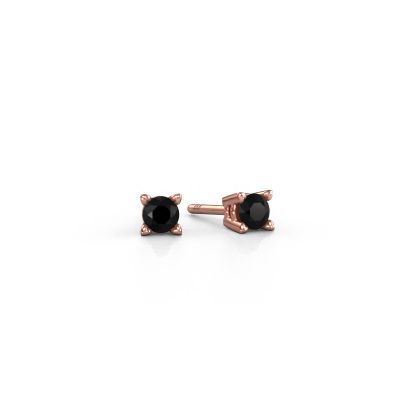 Clous d'oreilles Cather 585 or rose diamant noir 0.30 crt