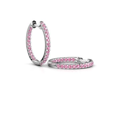 Hoop earrings Jackie 15 mm B 950 platinum pink sapphire 2 mm