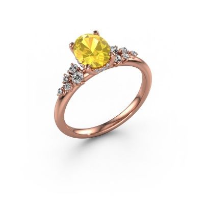 Engagement ring Emma OVL 585 rose gold yellow sapphire 8x6 mm