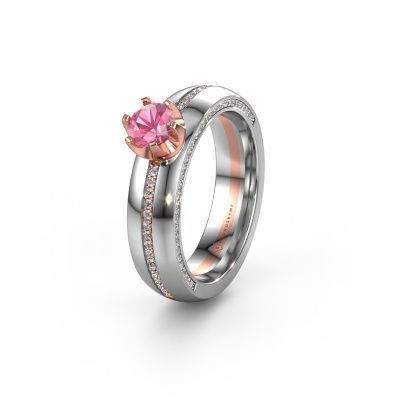 Weddings ring WH0416L25E 585 rose gold pink sapphire ±0.20x0.1in