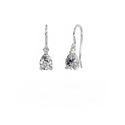 Pendants d'oreilles Laurie PER 1 585 or blanc zircone 8x6 mm
